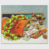  kerstkerst met kat cadeaupapier (Vlak)