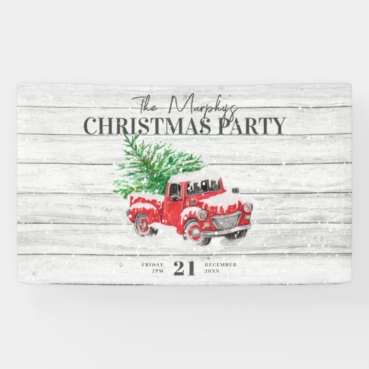  kerstkerst met Red Truck Spandoek (Horizontaal)