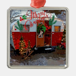 kerstkerst metalen ornament