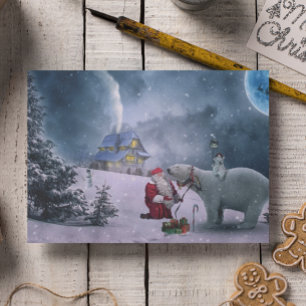  Kerstkerst op Santa Polar-Beer Feestdagen Kaart