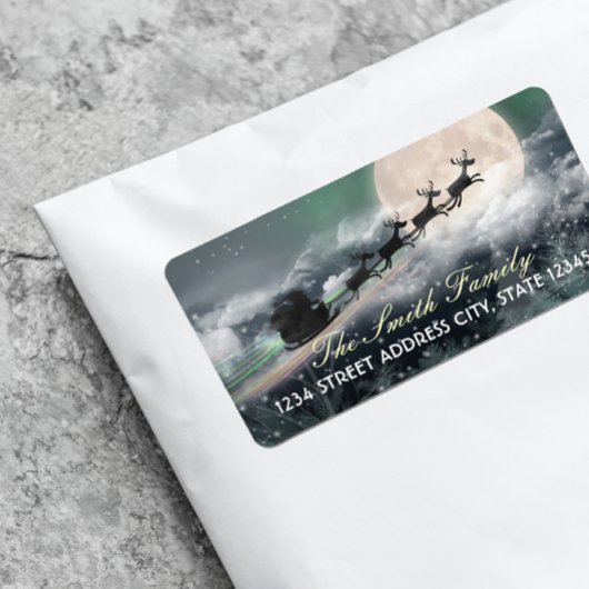 KerstkerstAdresetiketten in de middernacht Etiket