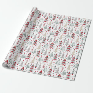 Kerstkerstbomen met kerstbomen cadeaupapier