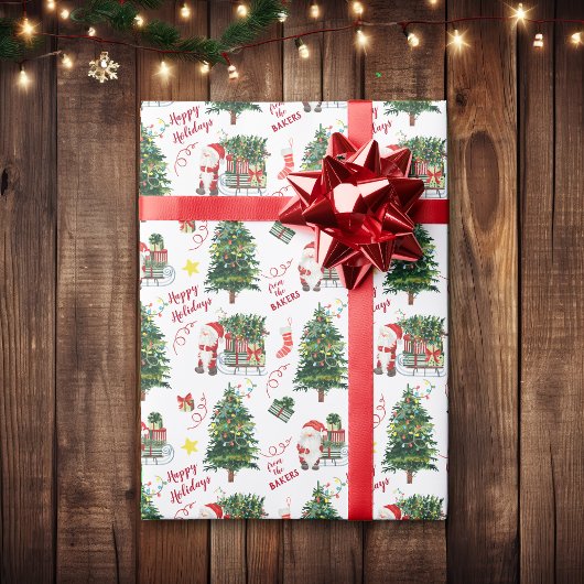 kerstkerstboom met kerstmis, speciaal aangepast cadeaupapier
