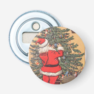 Kerstkerstboom voor kerstvakantie button flesopener