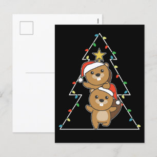 Kerstkerstboombeesten met een beavers Ho Feestdagenkaart