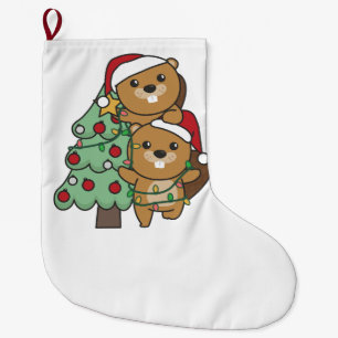 Kerstkerstboombeestjes met kerstbomen grote kerstsok