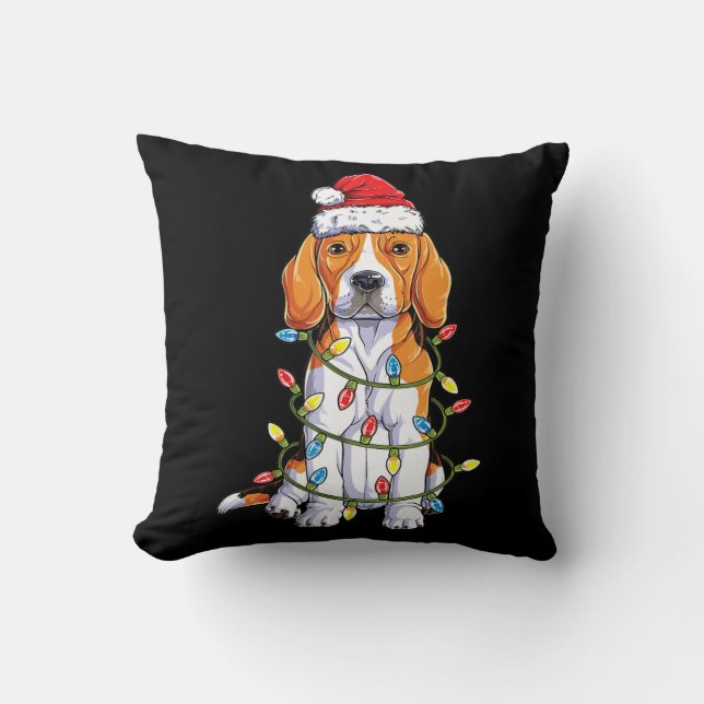 Kerstkerstboomverlichting met beagle kerstbomen kussen (Voorkant)