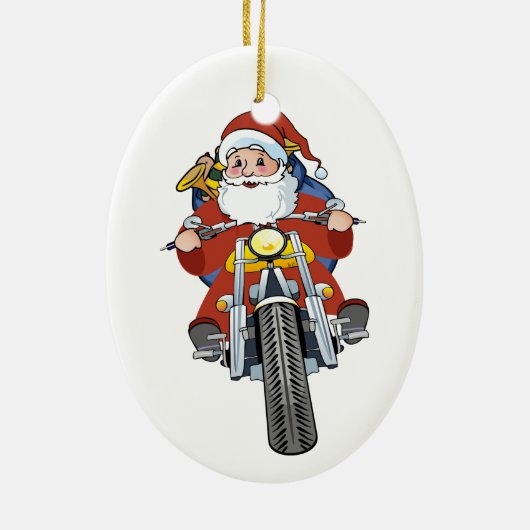 Kerstkerstboomversiering voor de motorfiets keramisch ornament (Achterkant)