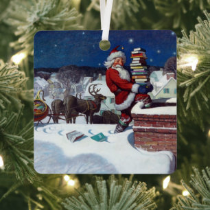 Kerstkerstcadeau voor boeken metalen ornament