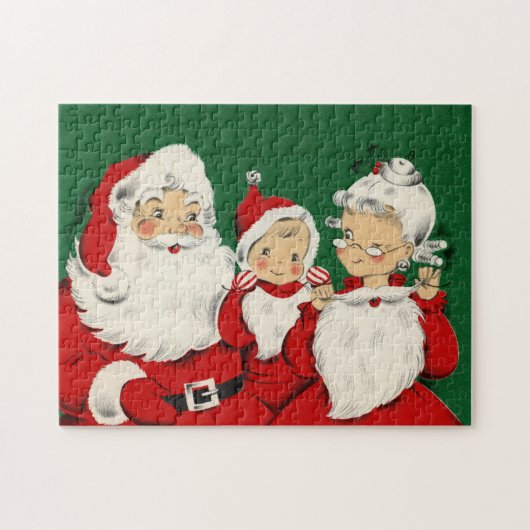 kerstkerstfamilie legpuzzel (Horizontaal)