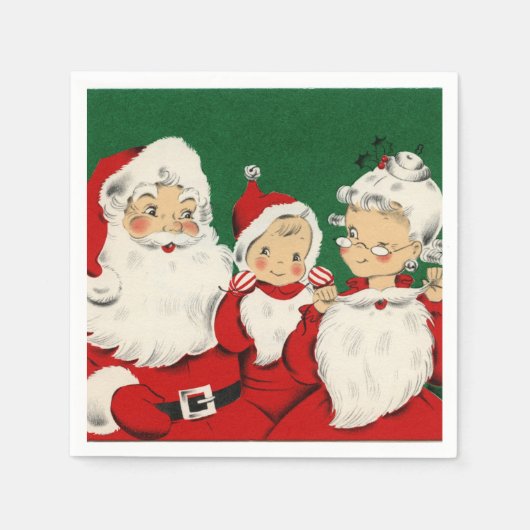  kerstkerstfamilie servetten (Voorkant)
