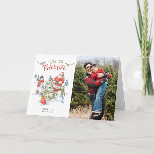 Kerstkerstfeestdag Waterverf Feestdagen Kaart (Voorkant)