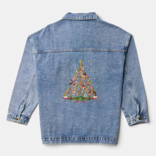Kerstkerstfeestjes met Giraffe als beenderboom Denim Jacket (Achterkant)