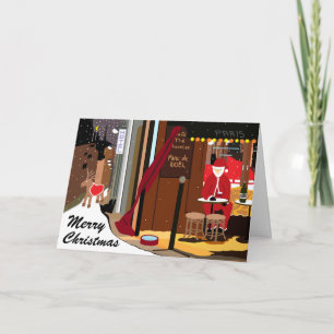 Kerstkerstfeestkaart in Parijs Feestdagen Kaart