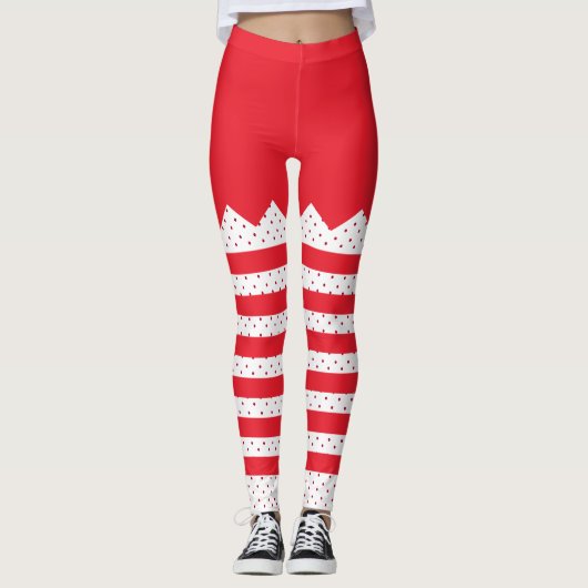 kerstkerstfeeststaven en Stippen Leggings (Voorkant)
