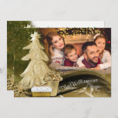 Kerstkerstfoto met gouden kerstbomen feestdagenkaart (Voorkant / Achterkant)