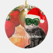 Kerstkerstkat Keramisch Ornament (Achterkant)