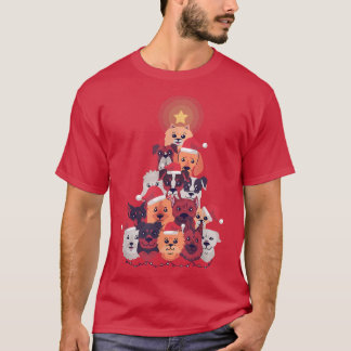 Kerstkerstkersthondenhondenboom winterhond t-shirt