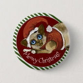 KerstkerstkerstKat met kerstmis Ronde Button 5,7 Cm (Voorkant)
