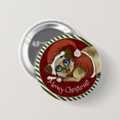 KerstkerstkerstKat met kerstmis Ronde Button 5,7 Cm (Voorkant /achterkant)