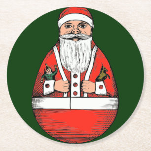 kerstkerstkerstkerstkerst met Roly Poly Ronde Kartonnen Onderzetter