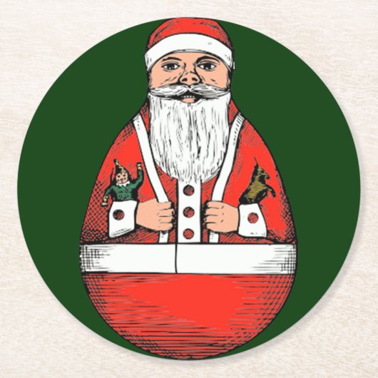 kerstkerstkerstkerstkerst met Roly Poly Ronde Kartonnen Onderzetter (Voorkant)