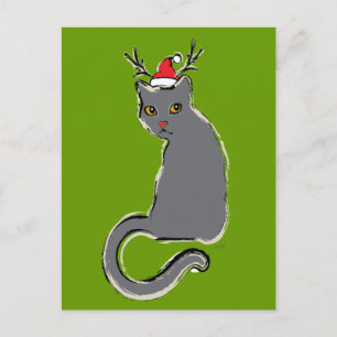 Kerstkerstkerstkerstkerstkerstkat met rood knipsel feestdagenkaart