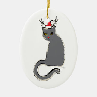 Kerstkerstkerstkerstkerstkerstkat met rood knipsel keramisch ornament