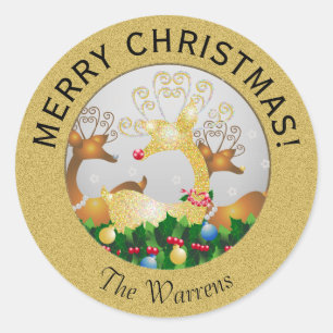 kerstkerstkerstkerstkerstkerstkerstkerstkerstsrenr ronde sticker