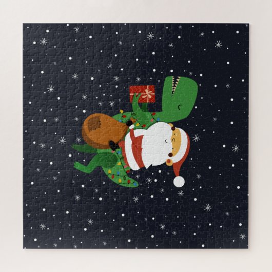 Kerstkerstkerstkerstkerstkerstkerstkerstman T-rex Legpuzzel (Horizontaal)