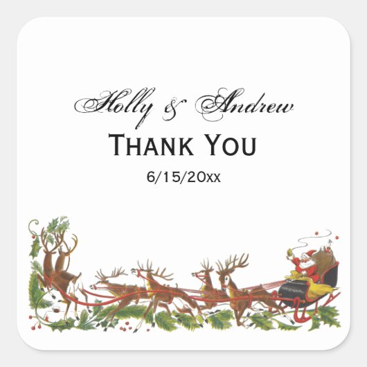 Kerstkerstkerstkerstkerstkerstkerstkerstshoes rend vierkante sticker (Voorkant)