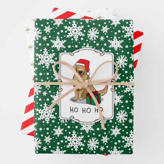 Kerstkerstkerstkerstkerstkerstman Golden Retriever Inpakpapier Vel (In situ)