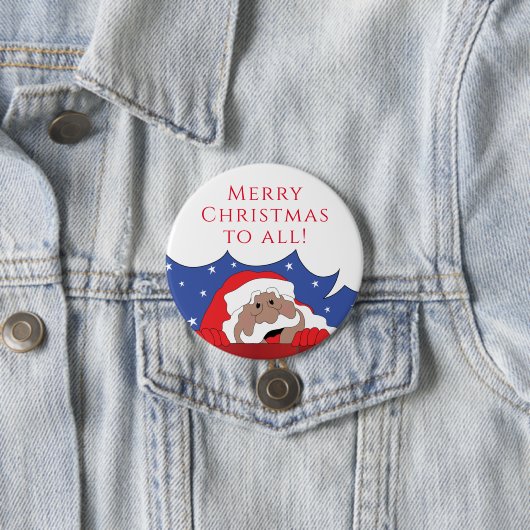 Kerstkerstkerstkerstkerstkerstman met kleurkreet ronde button 7,6 cm (In situ)