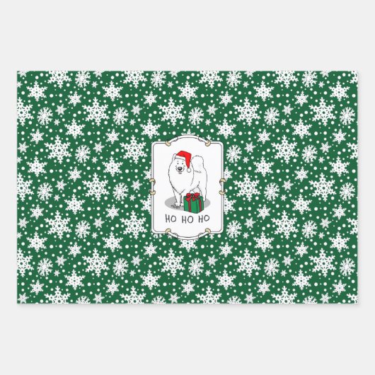 Kerstkerstkerstkerstkerstkerstman Pet Samoyed Dog Inpakpapier Vel (Voorkant)
