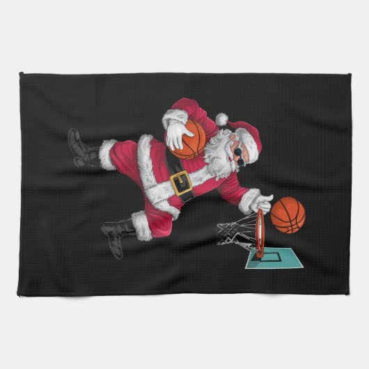 Kerstkerstkerstkerstkerstkerstmis met een Basketba Theedoek (Horizontaal)