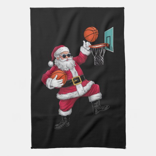 Kerstkerstkerstkerstkerstkerstmis met een Basketba Theedoek (Verticaal)