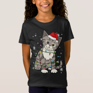 Kerstkerstkerstkerstkerstlampje met tabby Cat Sant T-shirt