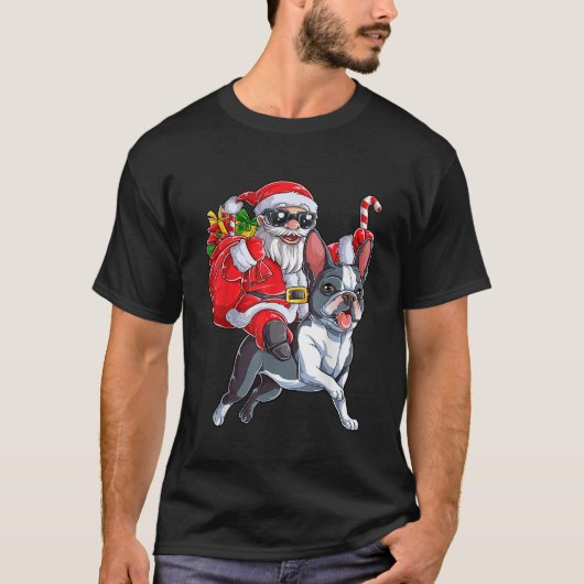 Kerstkerstkerstkerstkerstman die Boston terrier Xm T-shirt (Voorkant)
