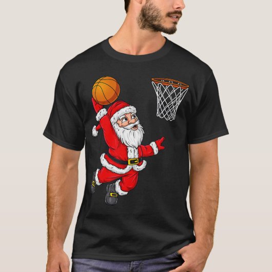 Kerstkerstkerstkerstkerstman Dunking een Basketbal T-shirt (Voorkant)