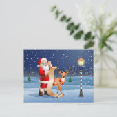 Kerstkerstkerstkerstkerstman en rendier briefkaart (Staand voorkant)