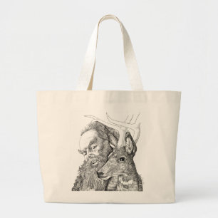 Kerstkerstkerstkerstkerstman en rendier grote tote bag