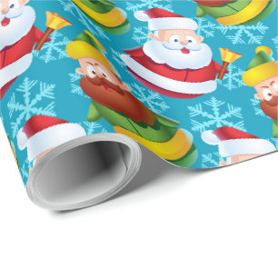 Kerstkerstkerstkerstkerstman en vriend met Snowfla Cadeaupapier
