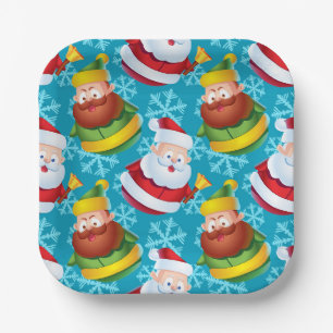 Kerstkerstkerstkerstkerstman en vriend met Snowfla Papieren Bordje