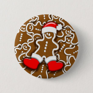 Kerstkerstkerstkerstkerstman in Gingerbrood Ronde Button 5,7 Cm