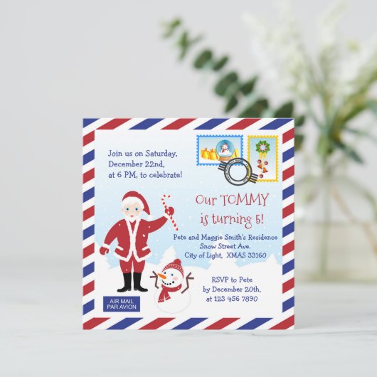 Kerstkerstkerstkerstkerstman Lucht Envelope Birthd Kaart (Staand voorkant)