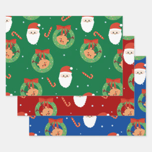 Kerstkerstkerstkerstkerstman met vrienden en snoep inpakpapier vel