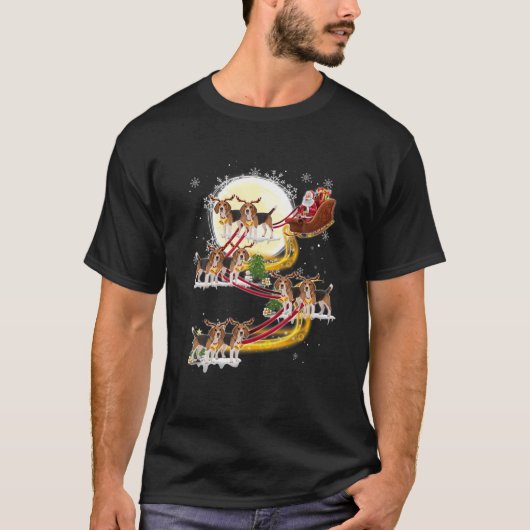 Kerstkerstkerstkerstkerstman Riding Beagle Funny B T-shirt (Voorkant)