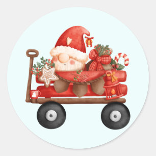 Kerstkerstkerstkerstkoepel op een landwagon ronde sticker
