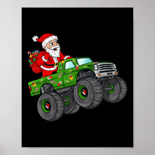 Kerstkerstkerstkerstman die in monstervrachtwagens poster