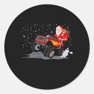 Kerstkerstkerstkerstman die in vrachtwagens rijdt ronde sticker